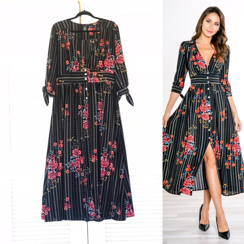 NWT Quarter Tie Sleeves Maxi Dress MADE IN USA - Picture 8 of 8